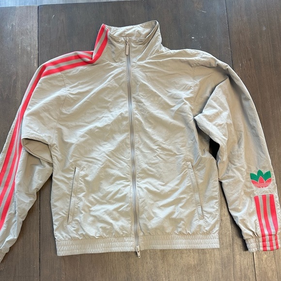 adidas Gray Jacket with Pink Stripes - Picture 1 of 6